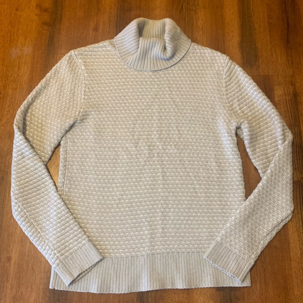 J. Crew Sweater Small Gray white Turtleneck Textured Warm Casual Knit Soft